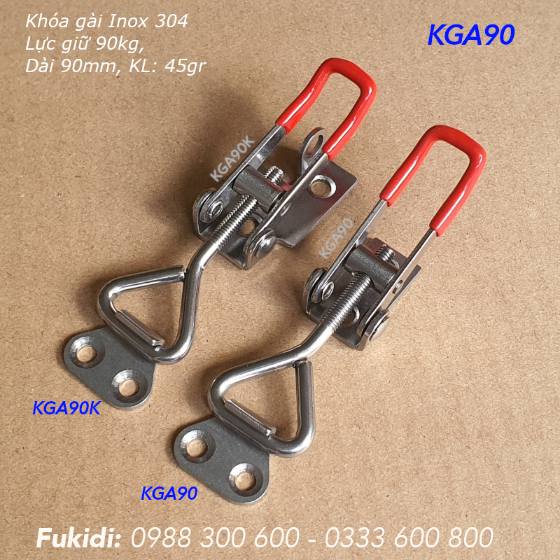 Khóa gài nhanh inox 304, KT 18x90mm, lực giữ 90kg, KL 47gr - KGA90K