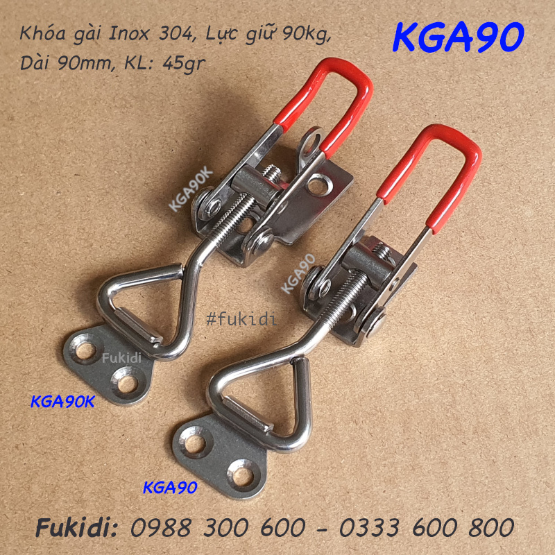 Khóa gài nhanh inox 304, KT 18x90mm, lực giữ 90kg, KL 47gr - KGA90K