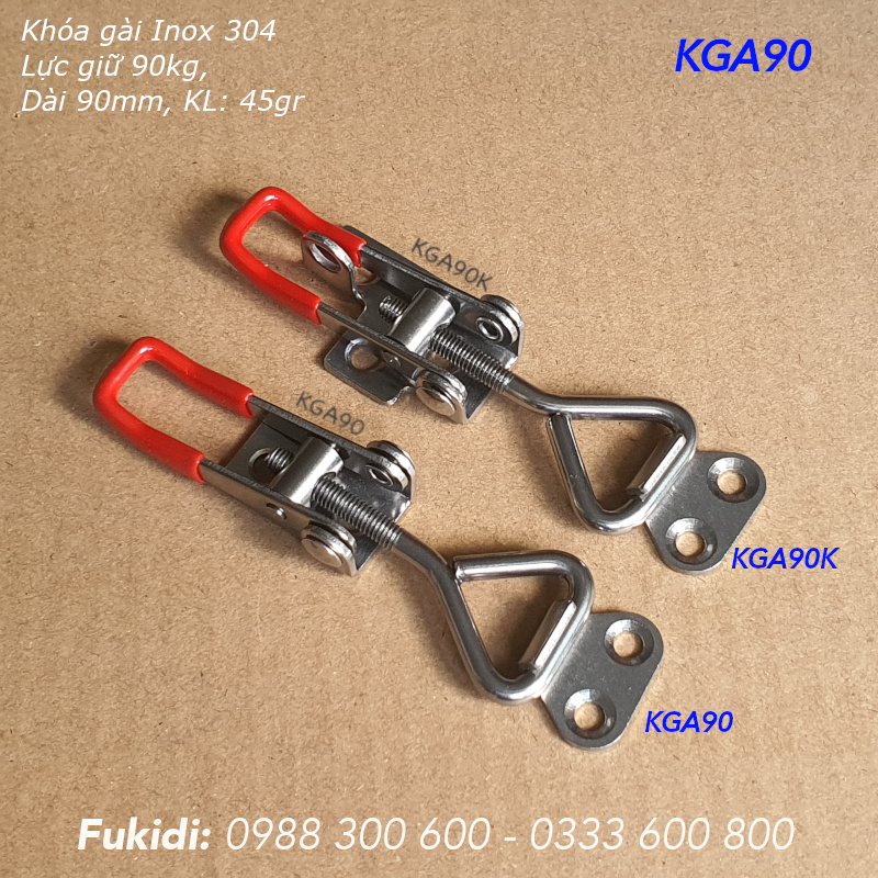 Khóa gài nhanh inox 304, KT 18x90mm, lực giữ 90kg, KL 47gr - KGA90K