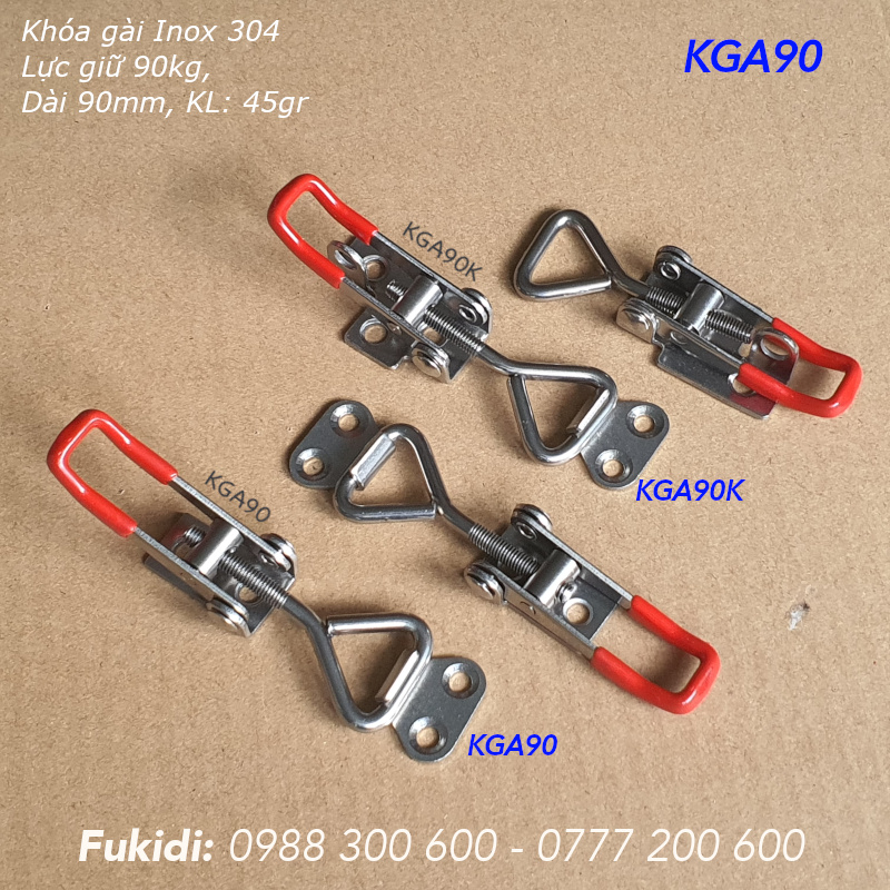 Khóa gài nhanh inox 304, KT 18x90mm, lực giữ 90kg, KL 47gr - KGA90K