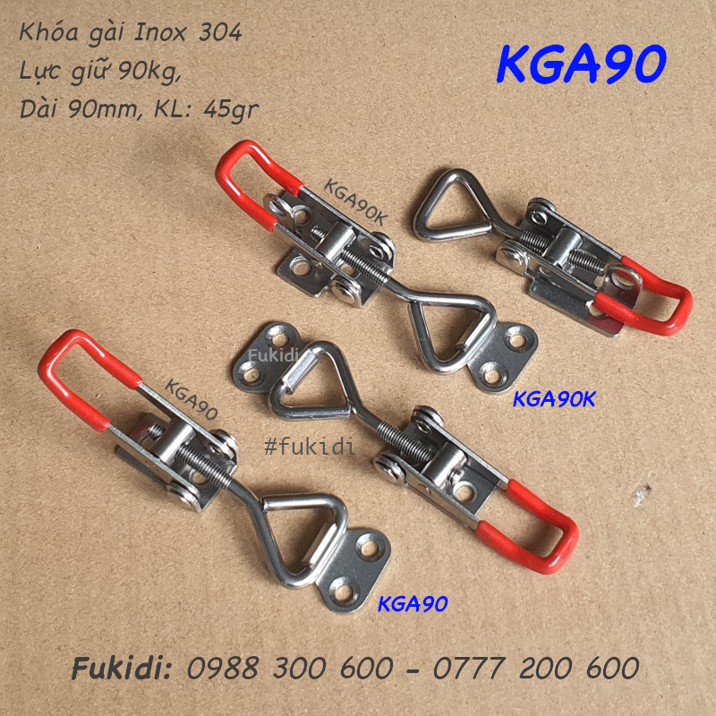 Khóa gài nhanh inox 304, KT 18x90mm, lực giữ 90kg, KL 47gr - KGA90K