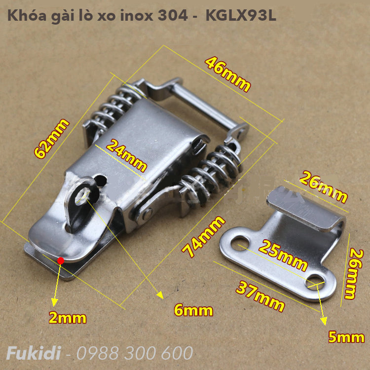 Chi tiết kích thước của khóa gài nhanh KGLX93L