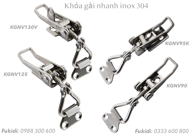 Khóa gài nhanh inox 304, tay kéo xoay, điều chỉnh độ dài - KGNV90 