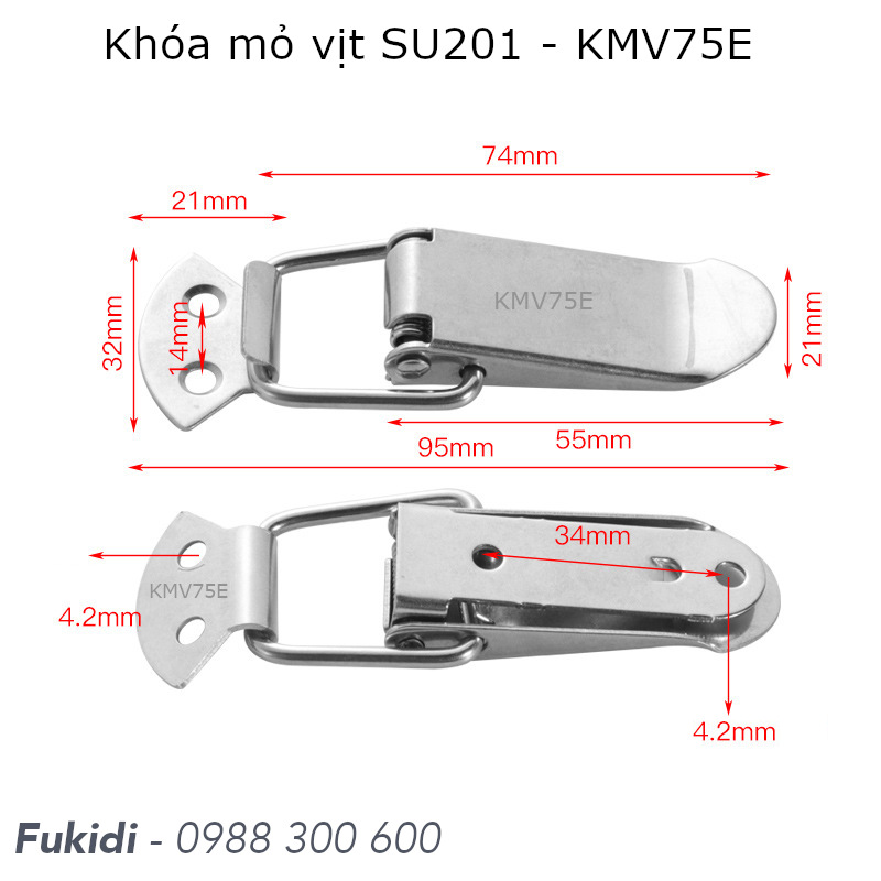 Chi tiết kích thước khóa mỏ vịt KMV75E