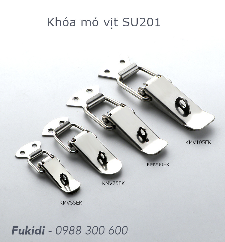 Bốn mẫu khóa mỏ vịt inox 201 có khoen khóa