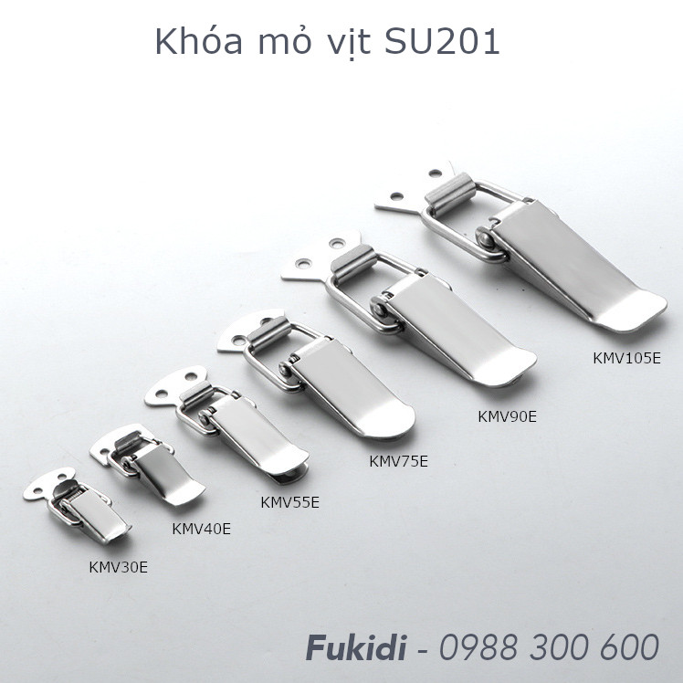 Sáu mẫu khóa mỏ vịt inox 201 không có khoen khóa, có mã như hình