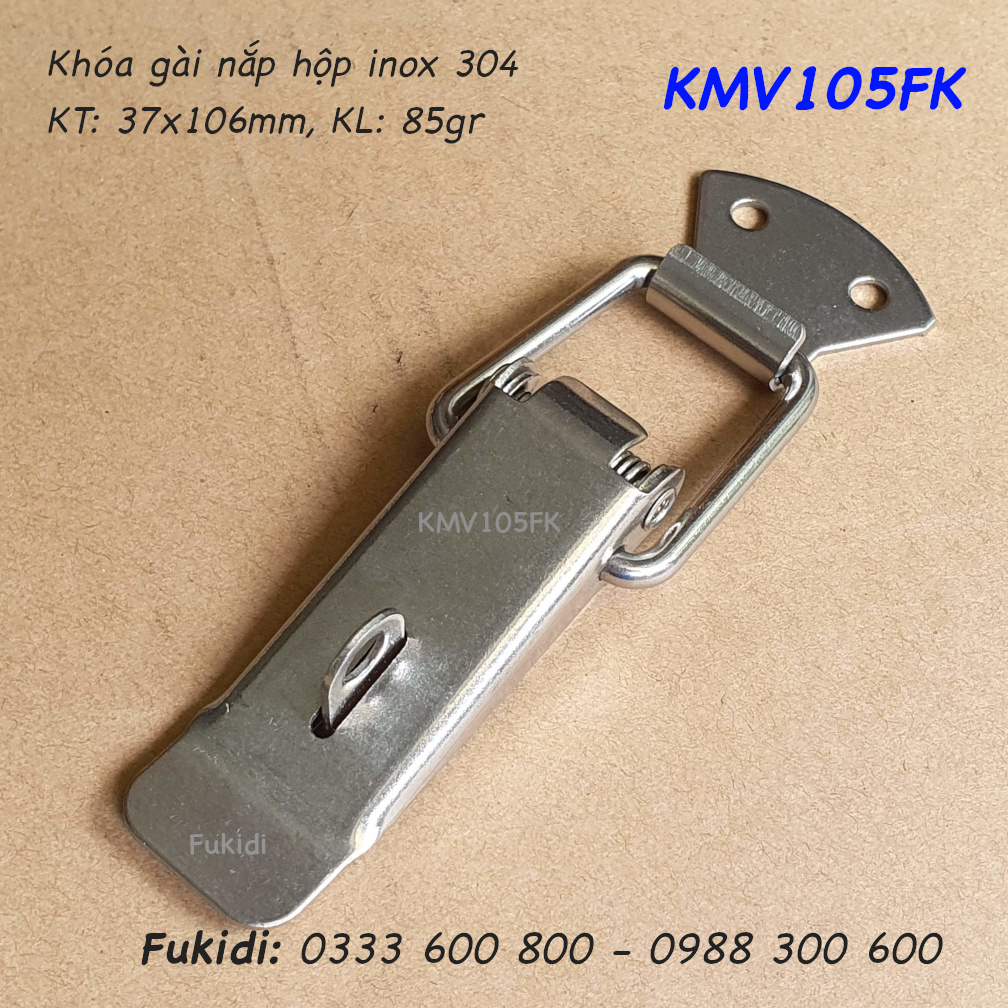Khóa gài hộp gỗ có móc khóa, inox 304 KT 37x106mm - KMV105FK