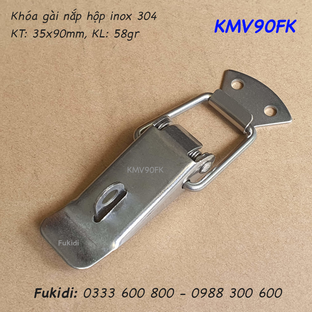 Khóa mỏ vịt có khoen khóa, inox 304 KT 35x90mm - KMV90FK