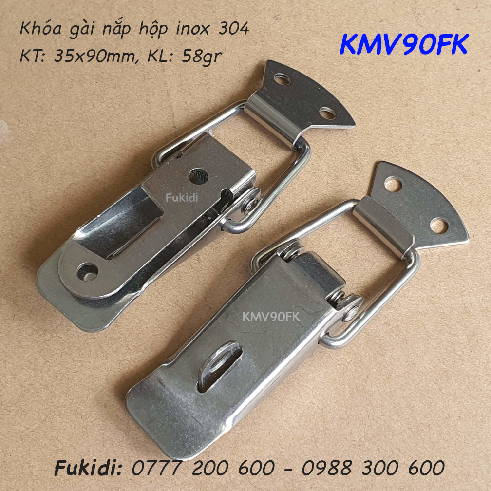 Khóa mỏ vịt có khoen khóa, inox 304 KT 35x90mm - KMV90FK