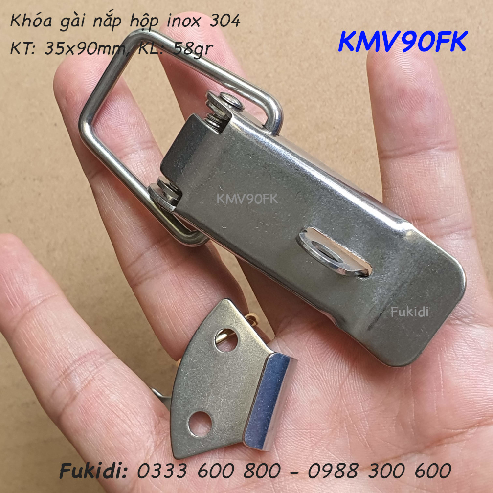 Khóa mỏ vịt có khoen khóa, inox 304 KT 35x90mm - KMV90FK