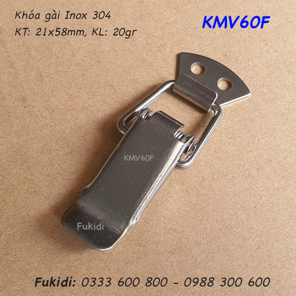 Khóa mỏ vịt, khóa gài inox 304, KT 58x21mm - KMV60F