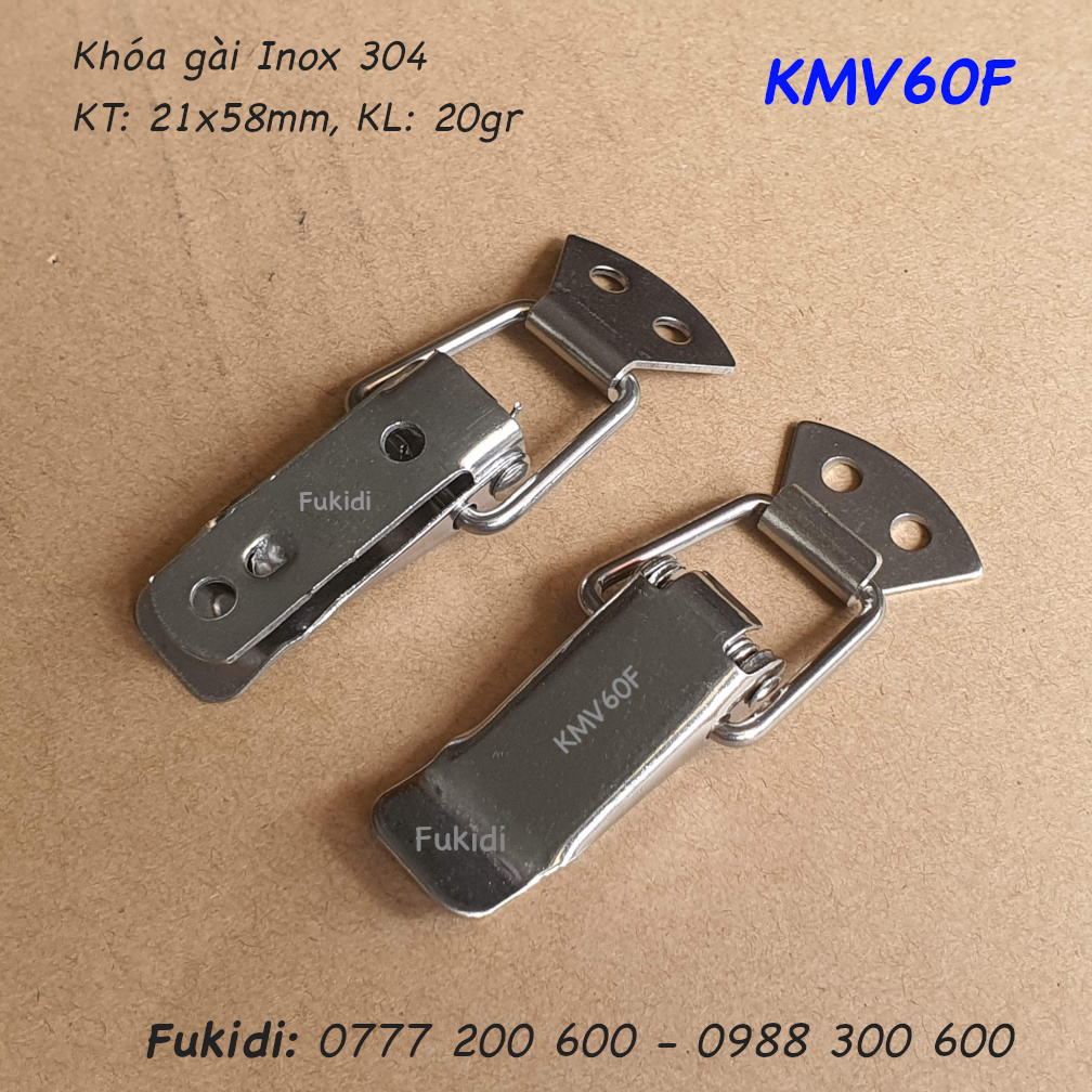 Khóa mỏ vịt, khóa gài inox 304, KT 58x21mm - KMV60F