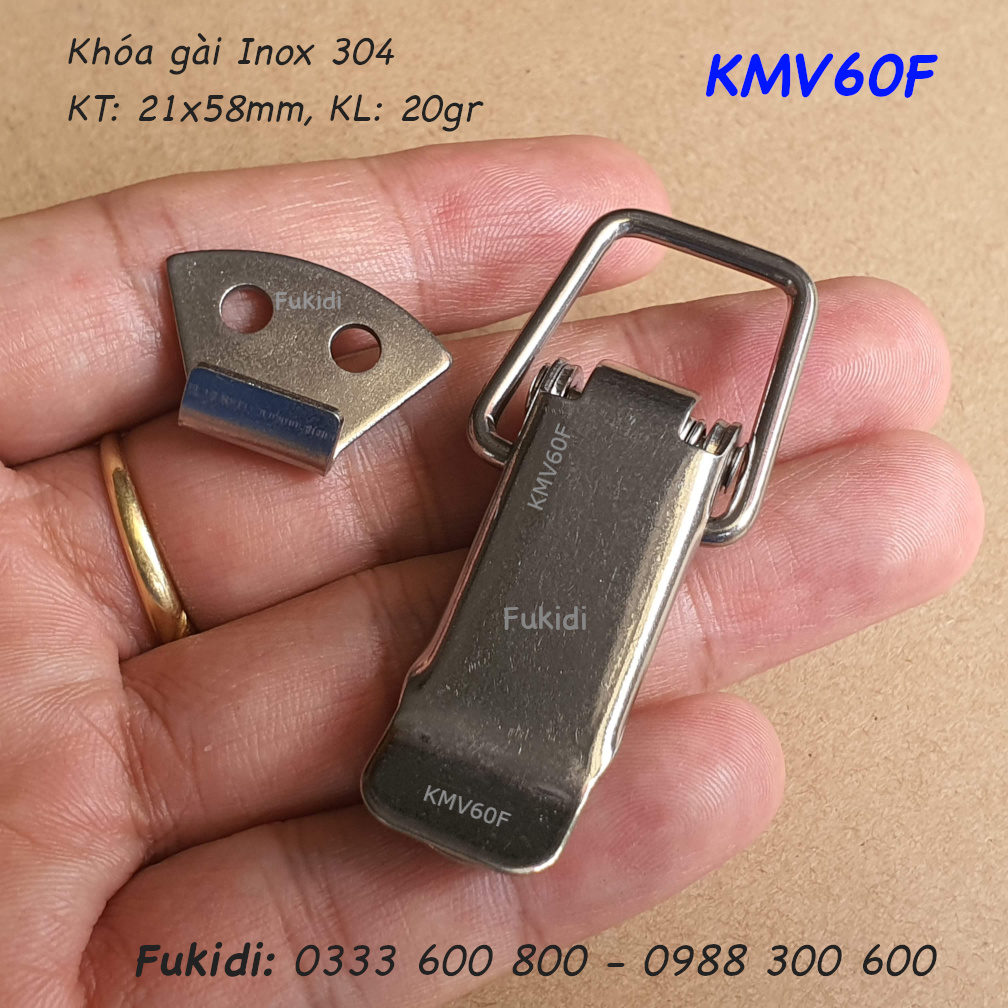 Khóa mỏ vịt, khóa gài inox 304, KT 58x21mm - KMV60F