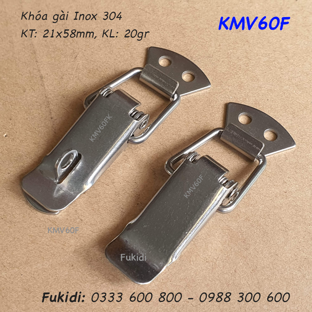 Khóa mỏ vịt, khóa gài inox 304, KT 58x21mm - KMV60F