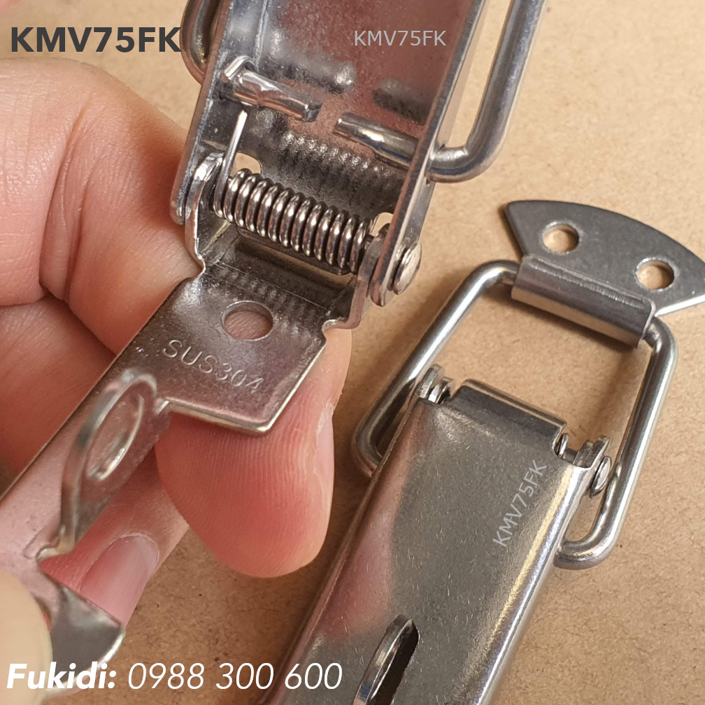 Khóa mỏ vịt có khoen khóa, inox 304, KT 74x29mm - KMV75LF