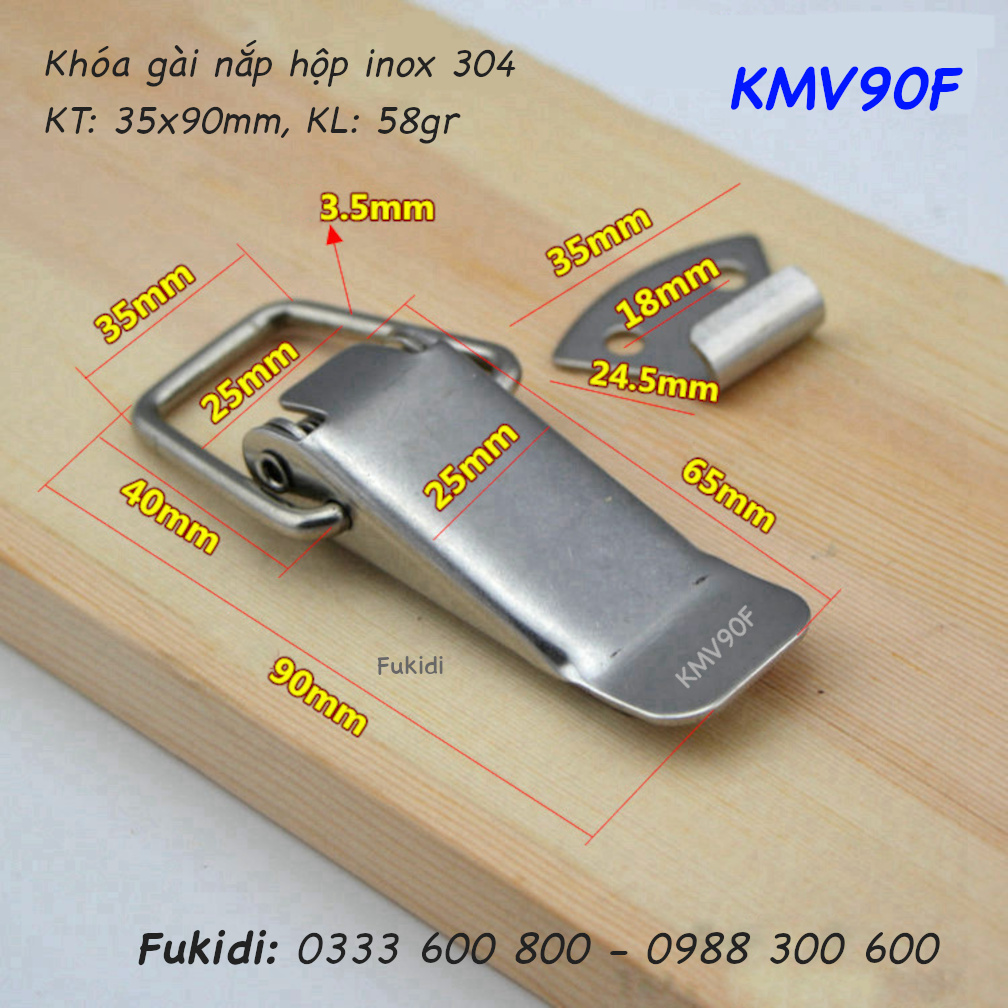 Chi tiết kích thước của khóa mỏ vịt KMV90F
