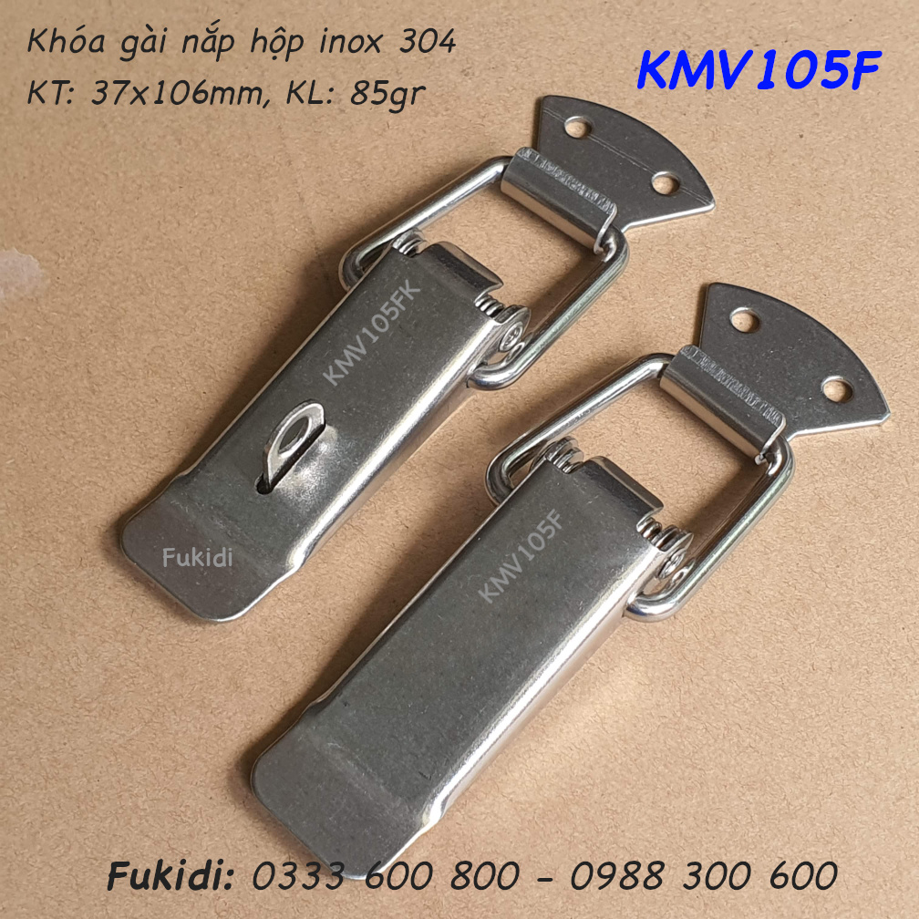 Khóa gài hộp gỗ có móc khóa, inox 304 KT 37x106mm - KMV105FK