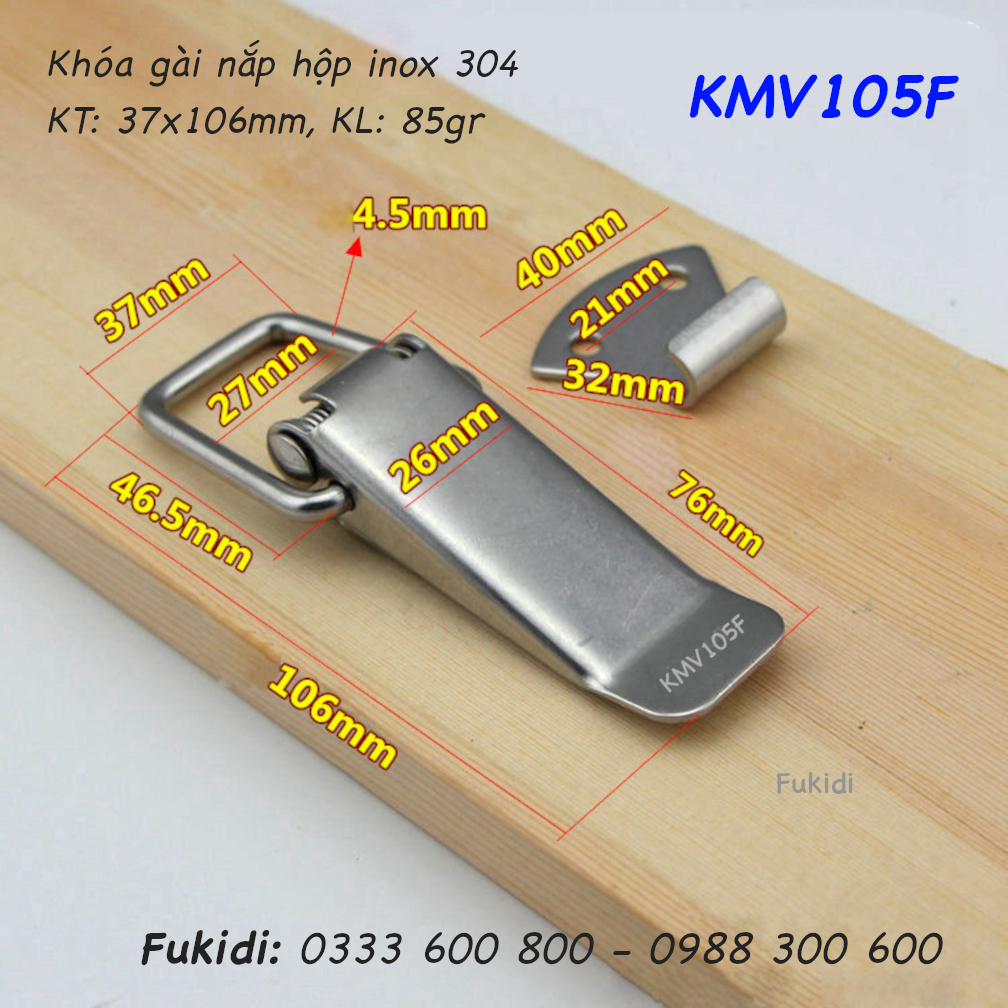 Chi tiết kích thước của khóa mỏ vịt KMV106F