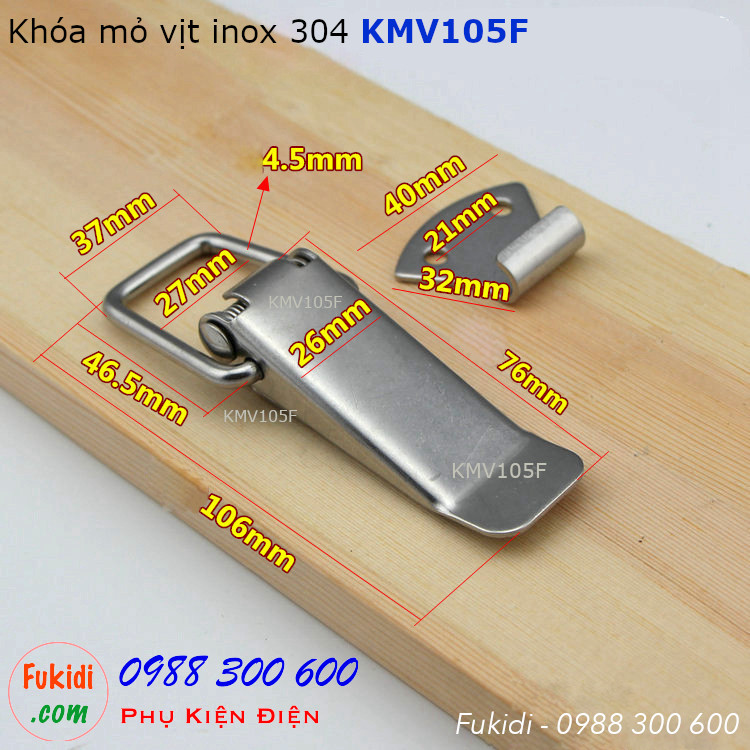 Chi tiết kích thước của khóa mỏ vịt KMV105F