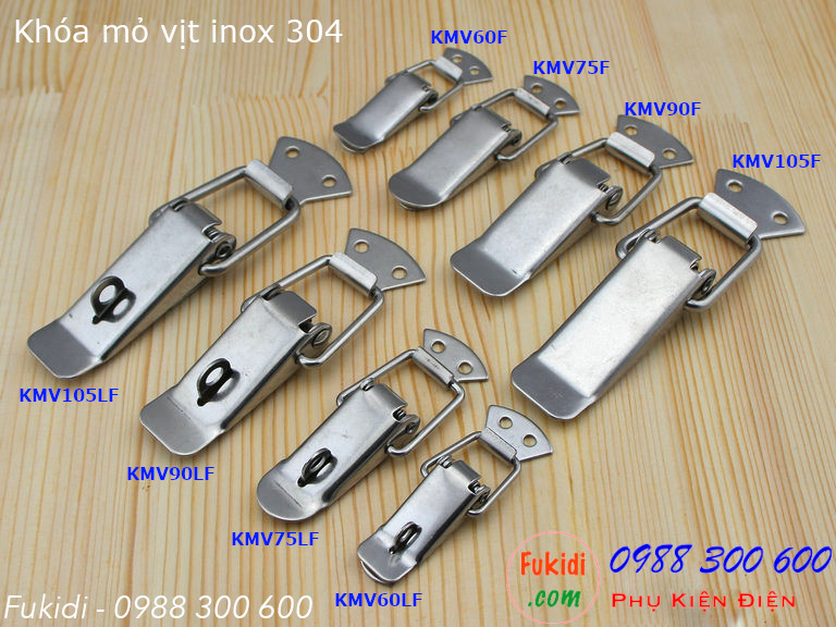 Tám kích thước của khóa mỏ vịt inox 304 từ 60-105mm