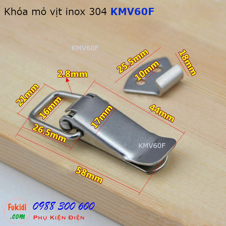 Chi tiết kích thước của khóa mỏ vịt KMV60F