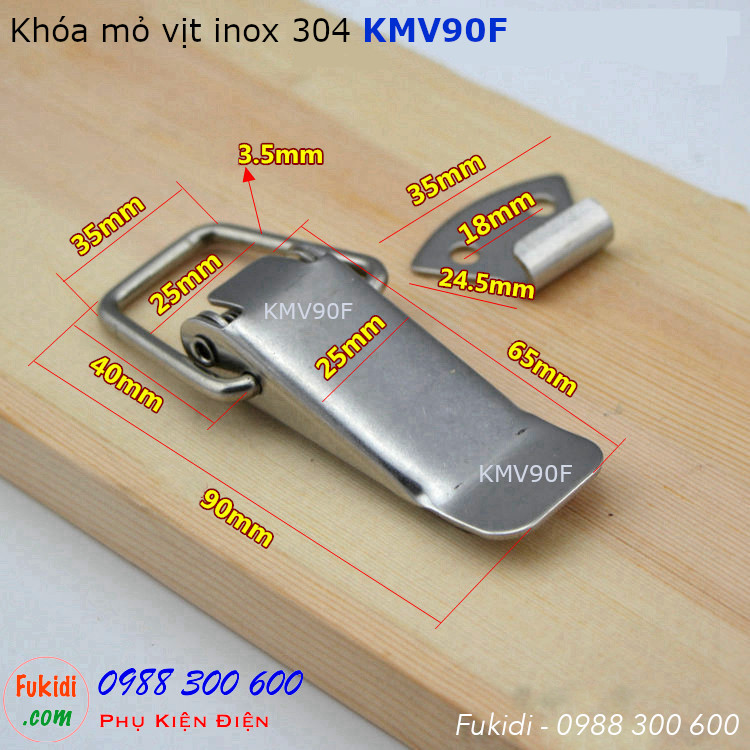 Chi tiết kích thước của khóa mỏ vịt KMV90F