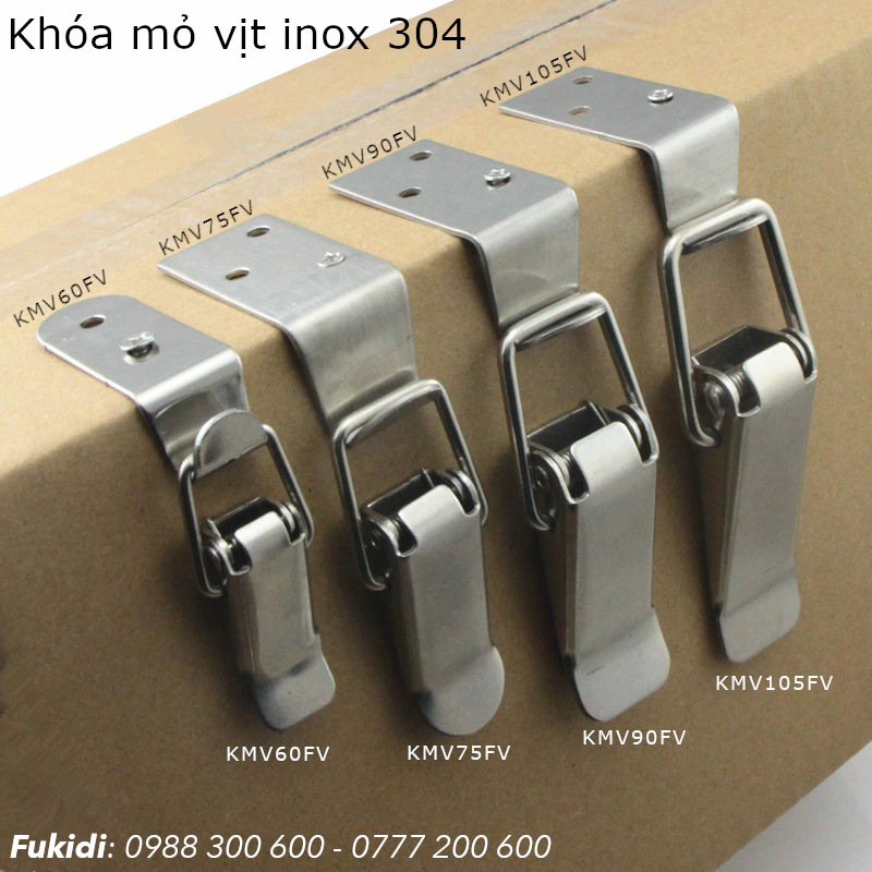 Bốn kích thước của họ khóa mỏ việt inox 304 loai móc vuông không khoen khóa