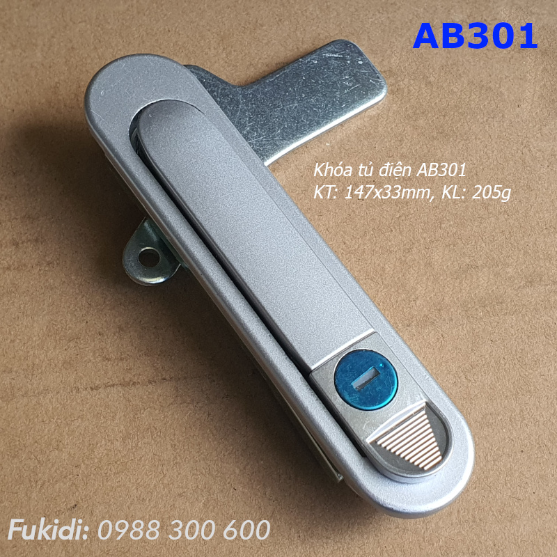 Khóa tủ điện thép màu trắng, có khóa KT 147x33mm - AB301