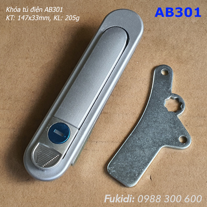 Khóa tủ điện thép màu trắng, có khóa KT 147x33mm - AB301