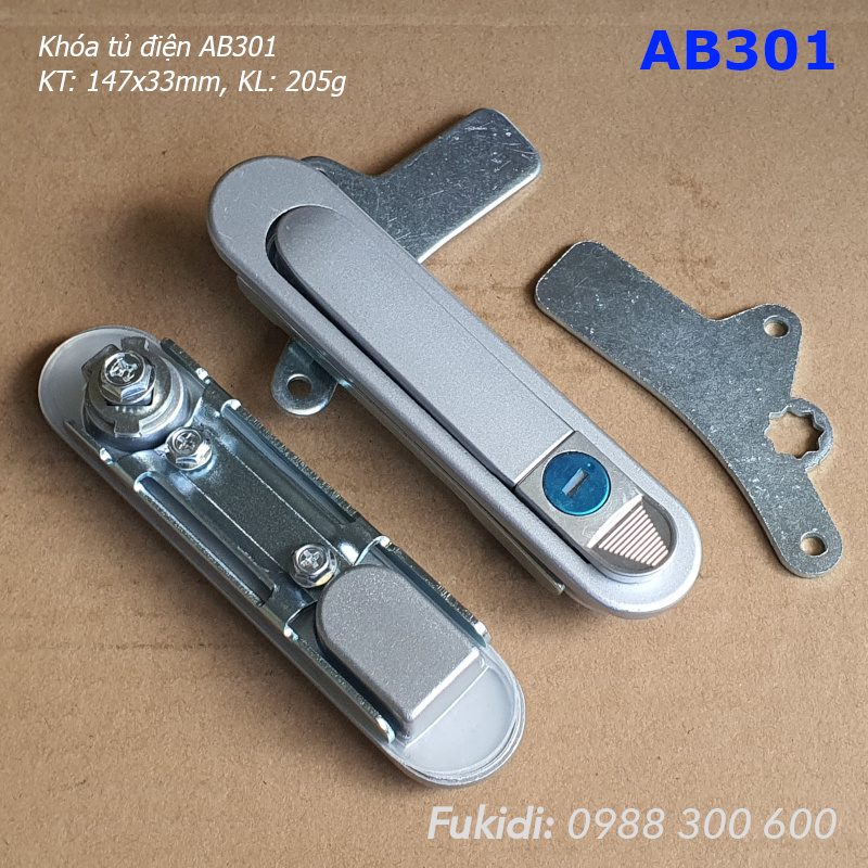 Khóa tủ điện thép màu trắng, có khóa KT 147x33mm - AB301