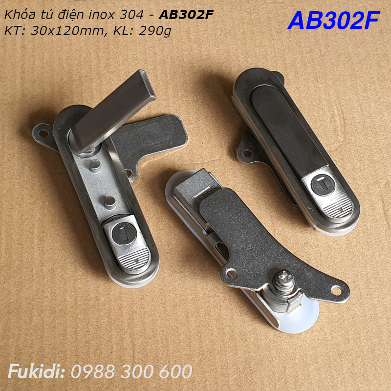 Khóa tủ điện kiểu chữ nhật inox 304 KT 30x120mm  - AB302F