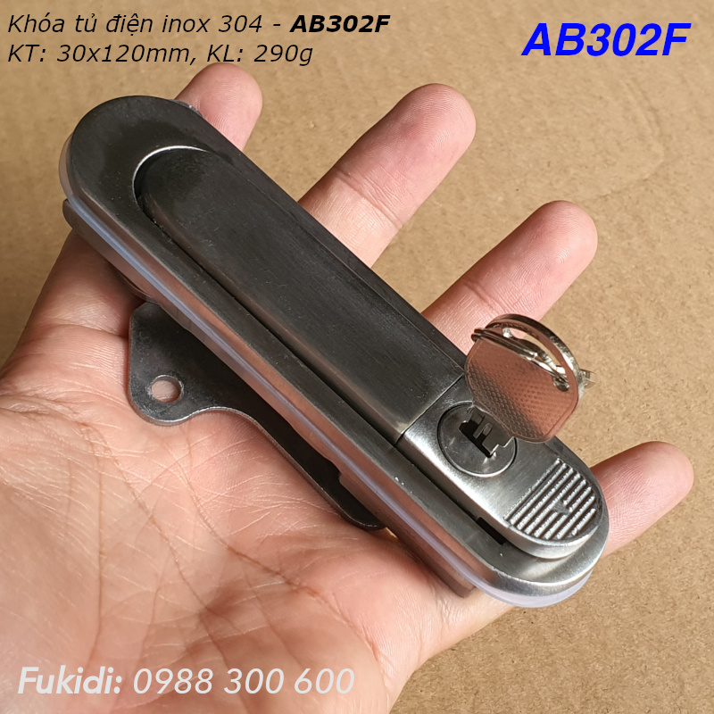 Khóa tủ điện kiểu chữ nhật inox 304 KT 30x120mm  - AB302F