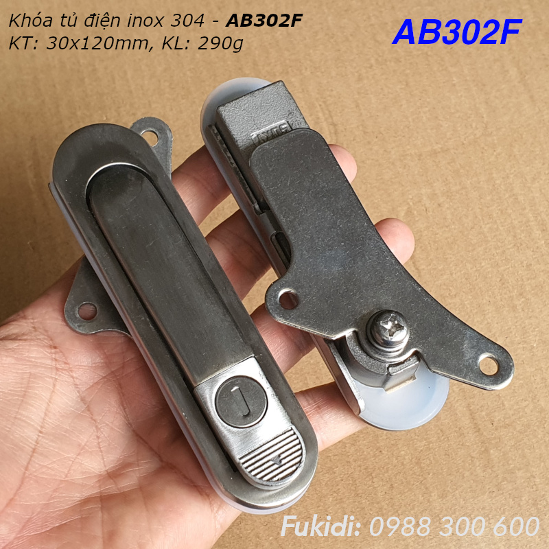 Khóa tủ điện kiểu chữ nhật inox 304 KT 30x120mm  - AB302F
