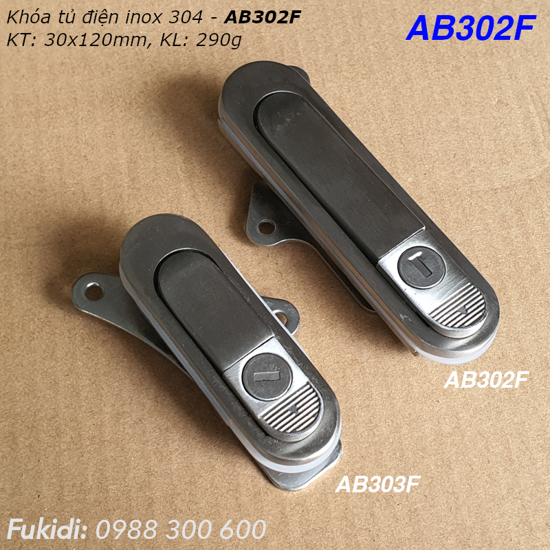 Khóa tủ điện kiểu chữ nhật inox 304 KT 30x120mm  - AB302F