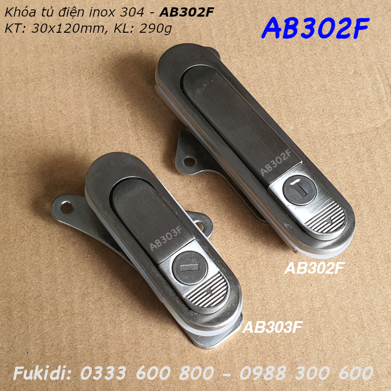 Khóa tủ điện kiểu chữ nhật inox 304, KT 28x88mm  - AB303F