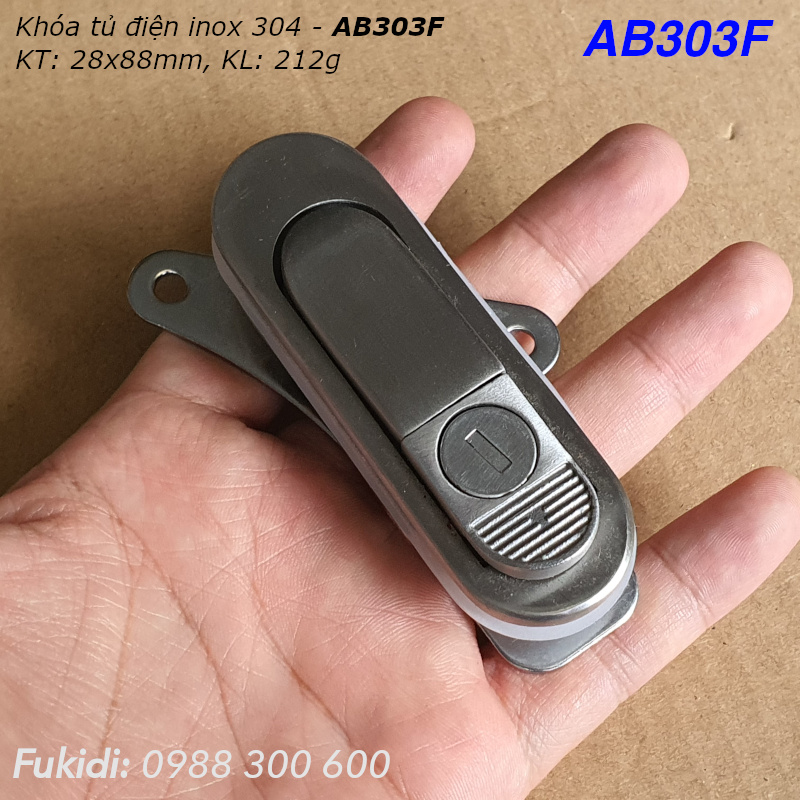 Khóa tủ điện kiểu chữ nhật inox 304, KT 28x88mm  - AB303F