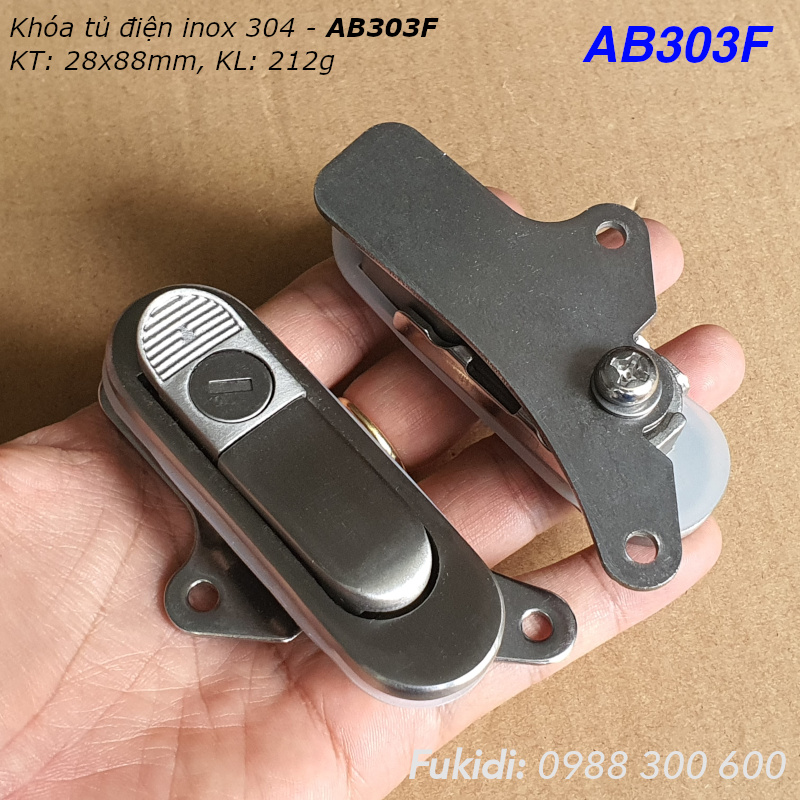 Khóa tủ điện kiểu chữ nhật inox 304, KT 28x88mm  - AB303F