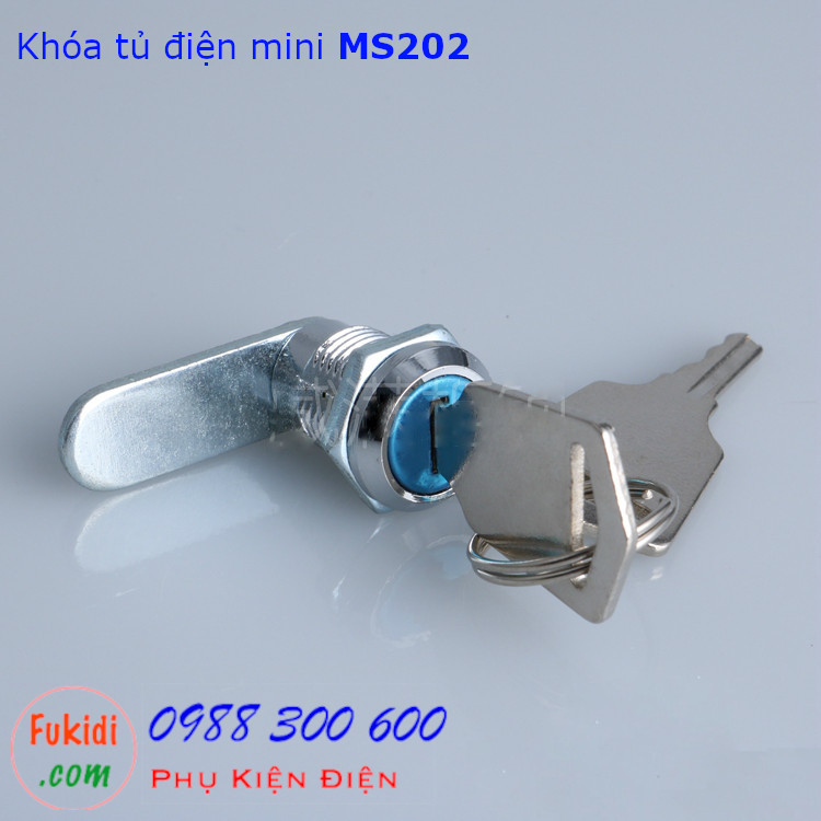 Khóa tủ điện mini MS202-16 chiều dài 16mm, phi 12mm có chìa khóa