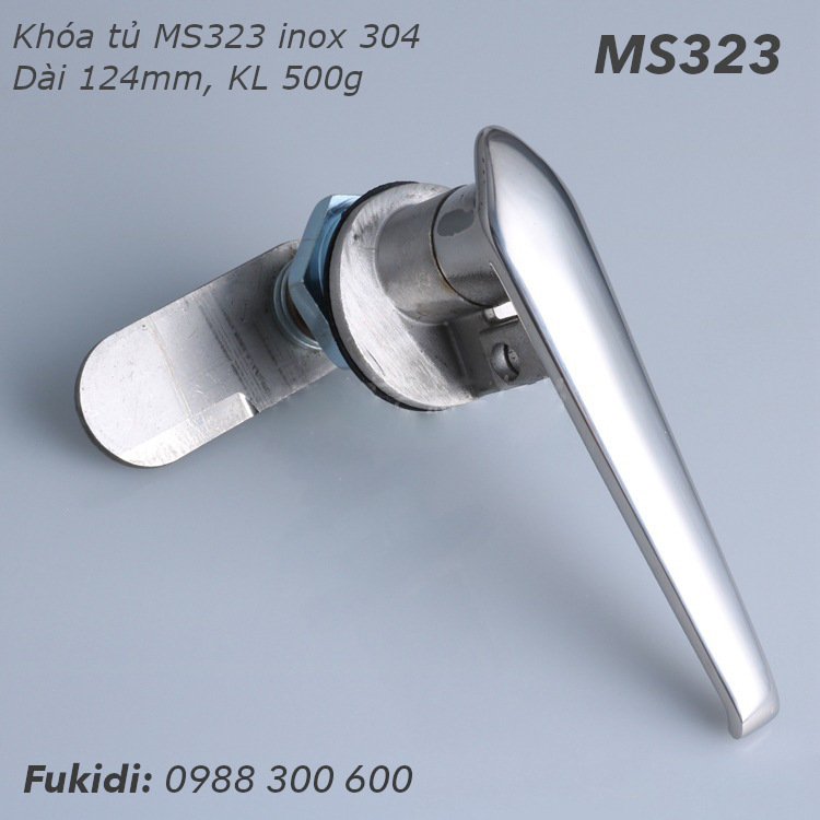 Khóa tủ điện, tay nắm cửa tủ, inox 304 dài 124mm - MS323