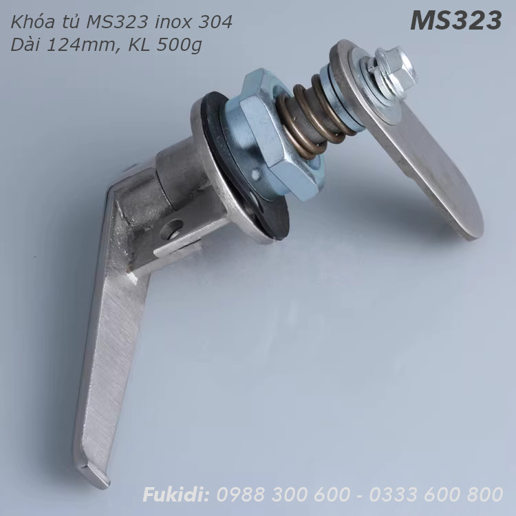 Khóa tủ điện, tay nắm cửa tủ, inox 304 dài 124mm - MS323