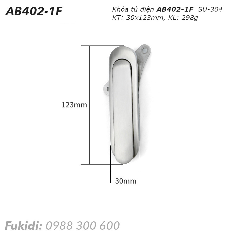 Khóa tủ điện inox 304, KT 30x123mm - AB402-1F