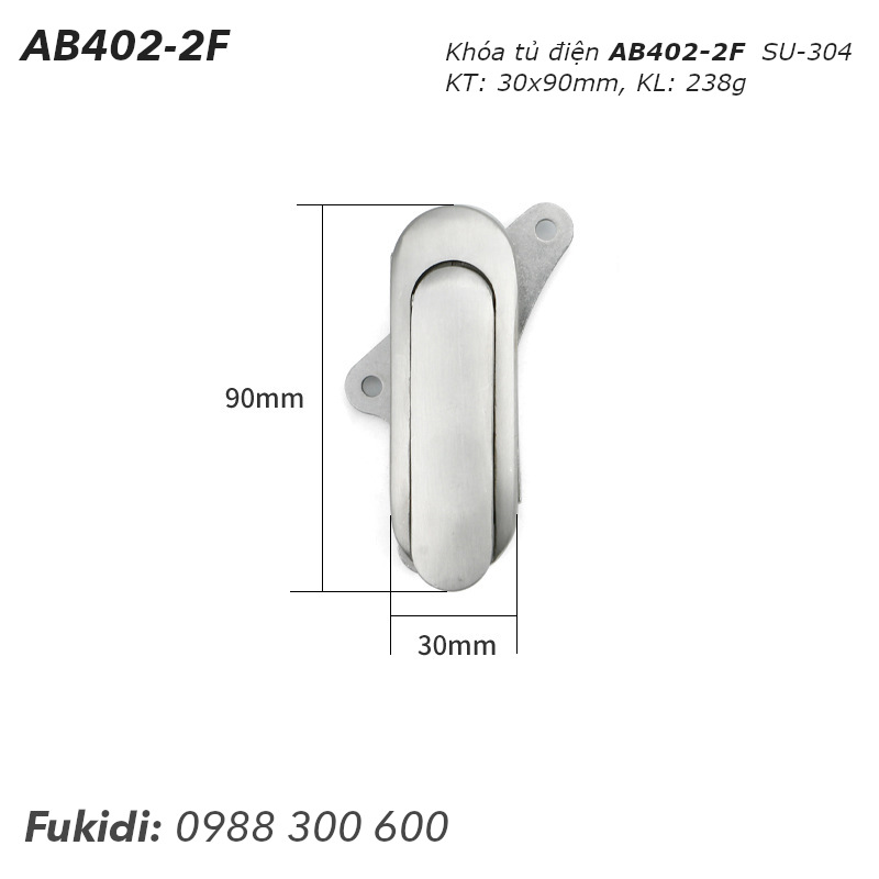 Khóa tủ điện inox 304, KT 30x90mm - AB402-2F 