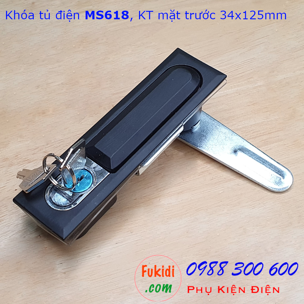 Khóa tủ điện MS618 chất liệu kẽm mặt trước 34x125mm màu đen - MS618B