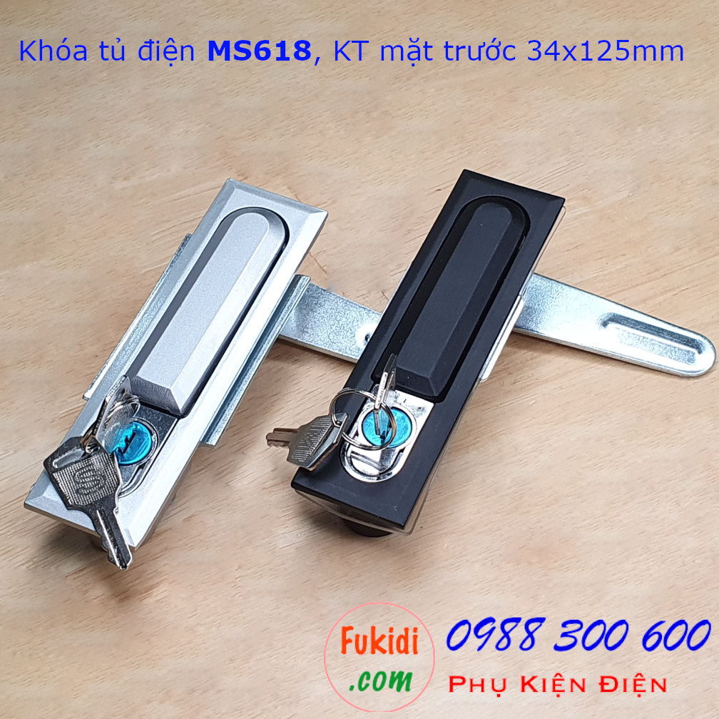 Khóa tủ điện MS618 chất liệu kẽm mặt trước 34x125mm màu trắng - MS618W