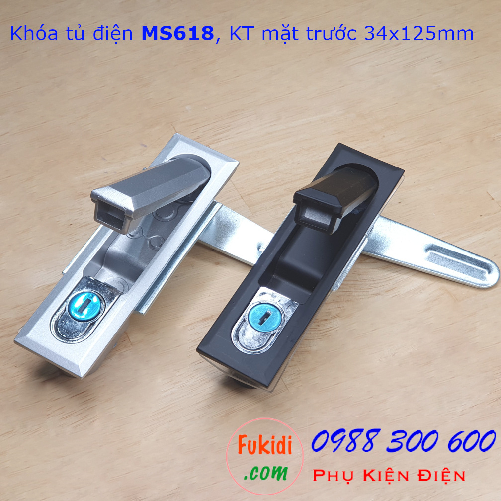 Khóa tủ điện MS618 chất liệu kẽm mặt trước 34x125mm màu trắng - MS618W