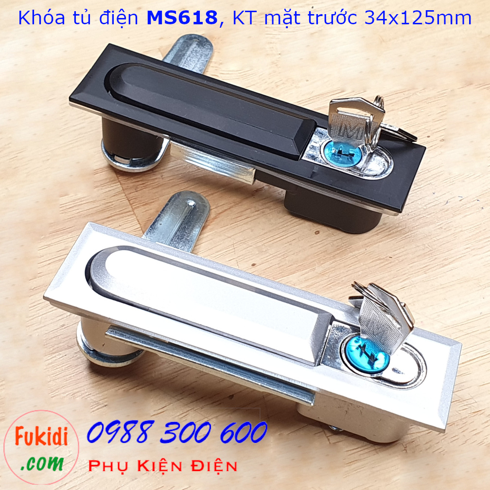 Khóa tủ điện MS618 chất liệu kẽm mặt trước 34x125mm màu trắng - MS618W