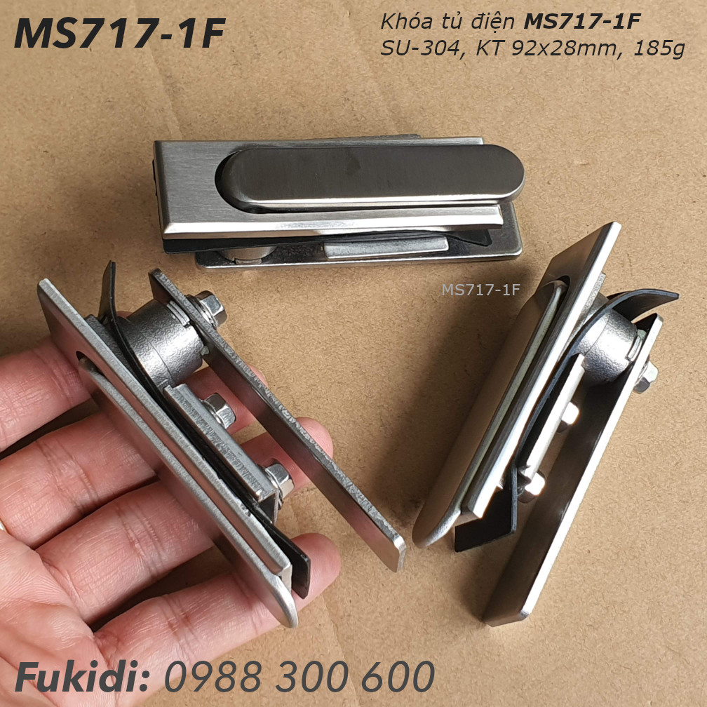 Khóa tủ điện MS717 inox 304, KT 92x28mm - MS717-1F