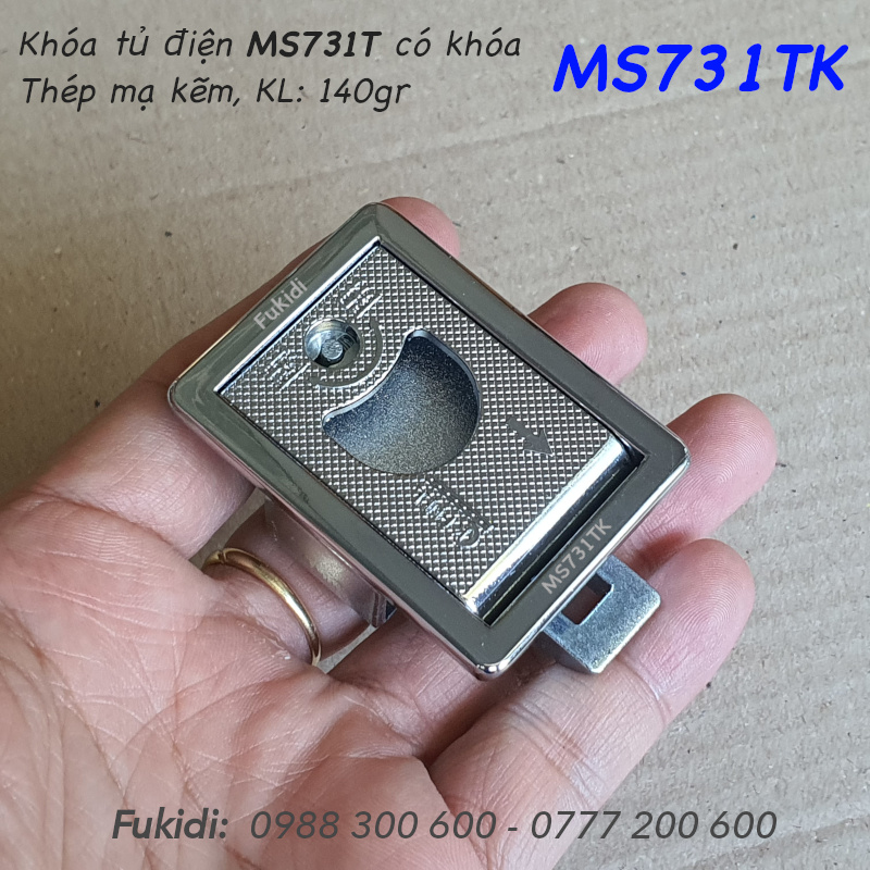 Khóa tủ điện thép mạ kẽm họ MS731, KT 57x62x25mm - MS731TK