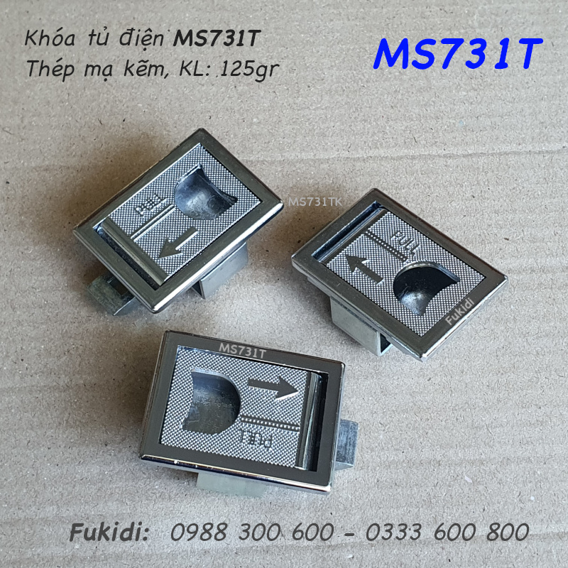 Khóa tủ điện thép mạ kẽm họ MS731, KT 57x62x25mm - MS731T