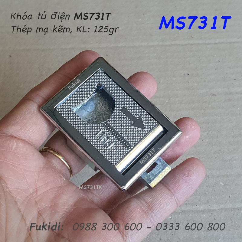 Khóa tủ điện thép mạ kẽm họ MS731, KT 57x62x25mm - MS731T